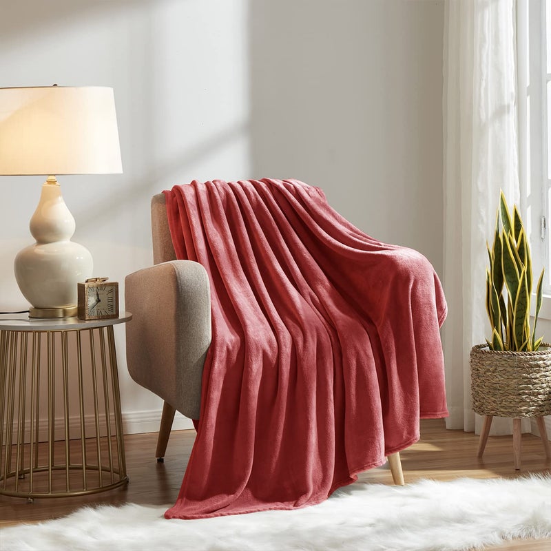 KMUSET Fleece Blanket Throw Size Coral Lightweight Super Soft Cozy Luxury Bed Blanket Microfiber - Image 2